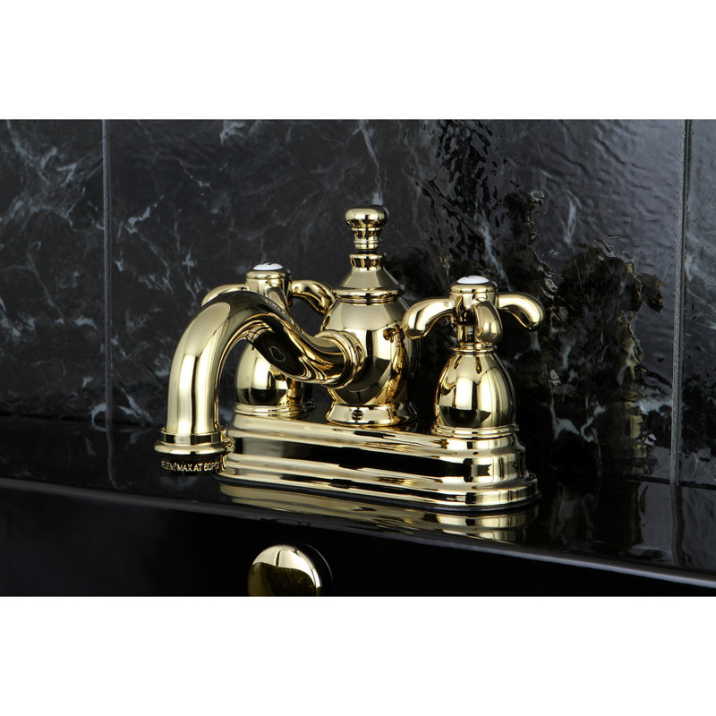 Robinet de salle de bain central à avec ensemble de drain bain French Country, Laiton poli