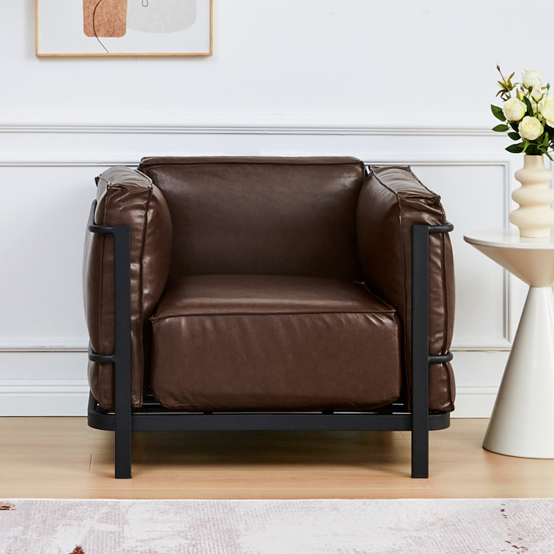 Fauteuil en similicuir, Brun