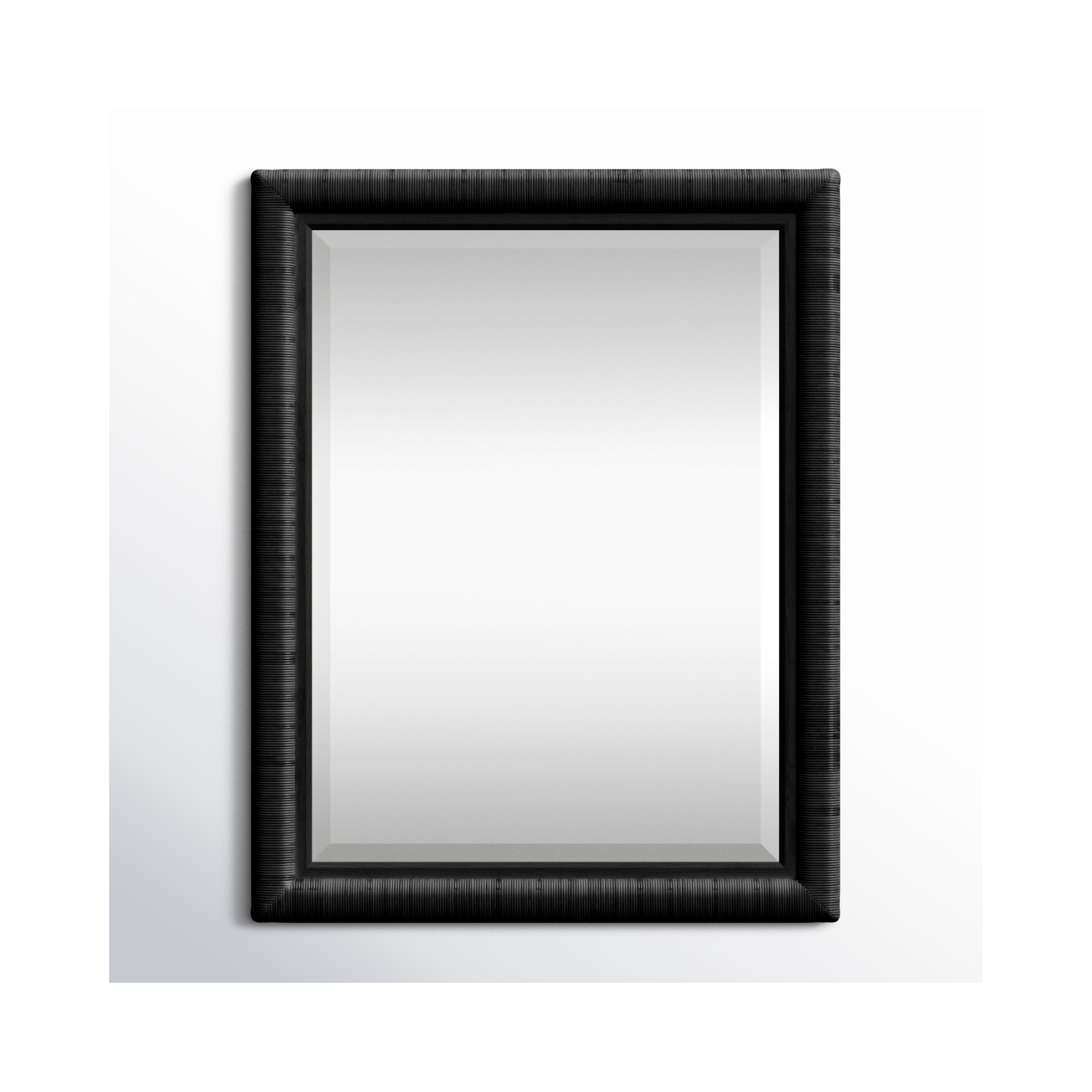 Monterey Rattan Flat Mirror, Antique Black