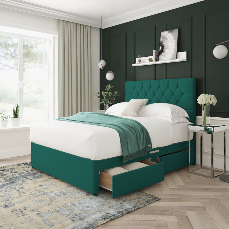 Upholstered Bed, Small Single (2'6), Green