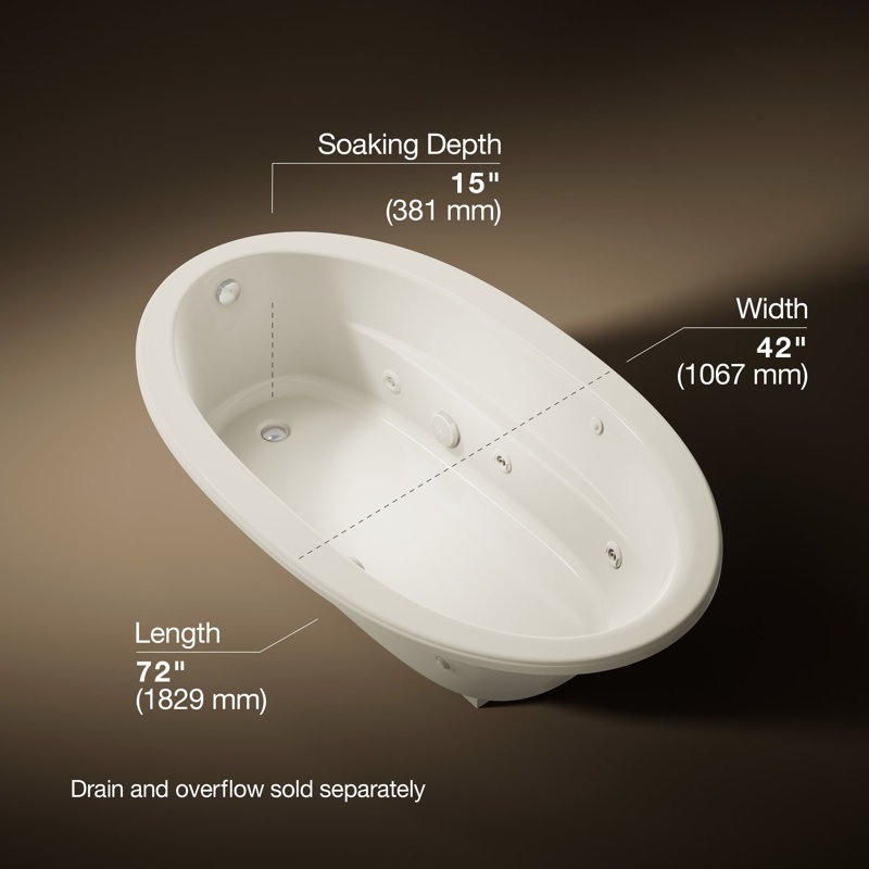 Sunward 72" x 42" Whirpool Bathtub, Biscuit