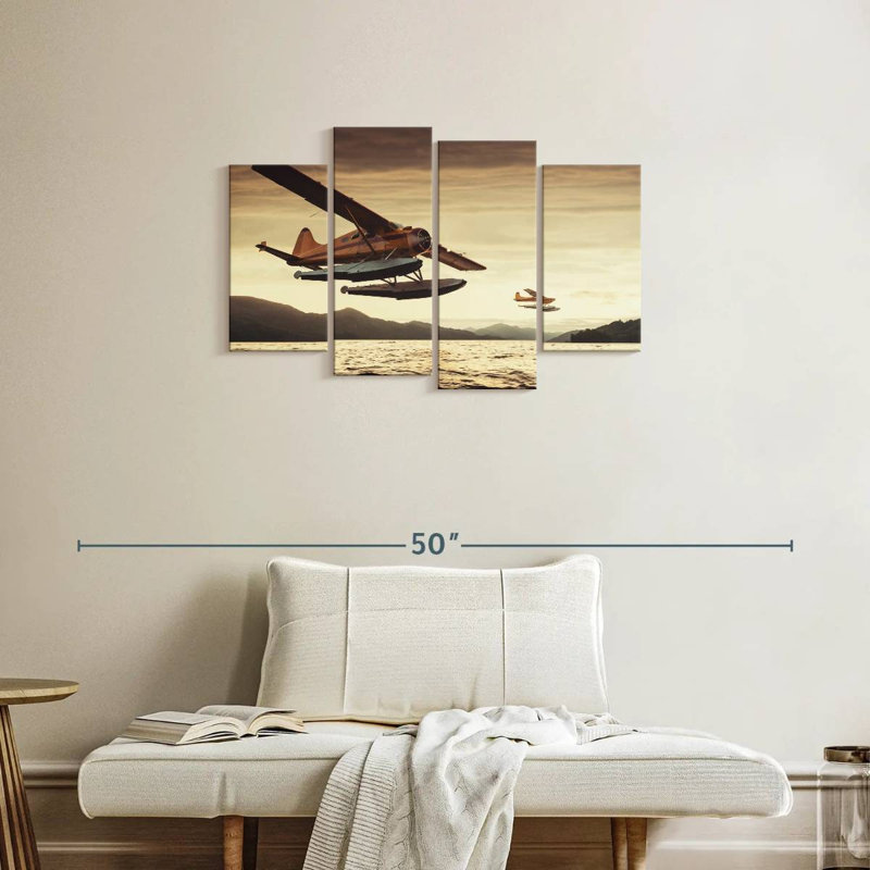 " Float Planes " 4 - Pieces, 22" H x 36" W x 1" D