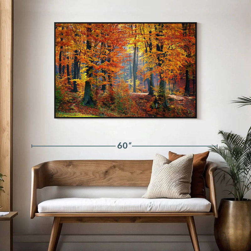 Arbres d'automne, 46 po x 31 po, Cadre flottant noir