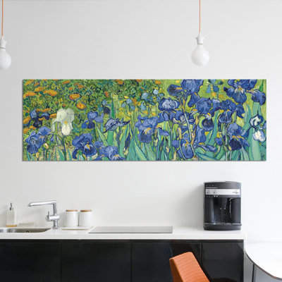 "Irises 1889" by Vincent Van Gogh Solid Wood Framed Graphic Art Print on Canvas with Mounting Hardware 