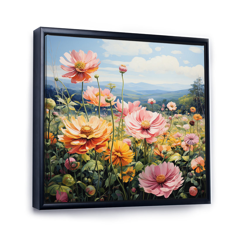 Point de pointillisme Zinnias Field, Noir, H 24 po x l 24 po x P 1 po
