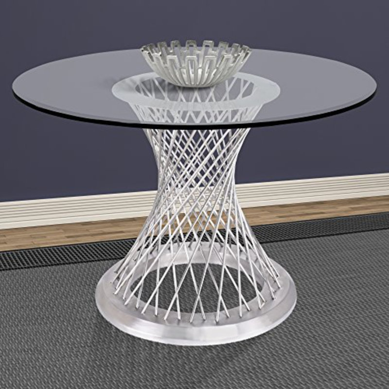 Nevil Round Glass Top Metal Base Dining Table