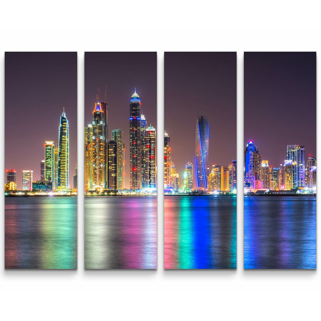 4-tlg. Leinwandbilder-Set Dubai bei Nacht