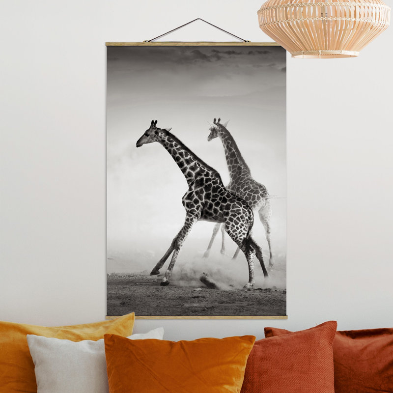 Giraffe Hunting - No Frame Print, 61cm H x 41cm W, Fabric