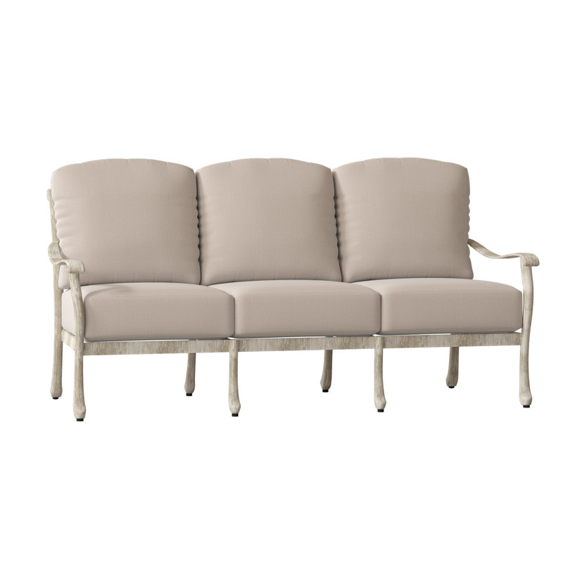 Casa Outdoor 3 - Seat Patio Sofa, Weathered White, Canvas Heather Beige Sunbrella® Canvas