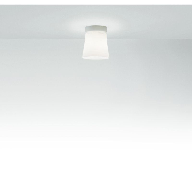 Glass Flush Mount, Matt White, 17.5cm H x 15cm W x 15cm D