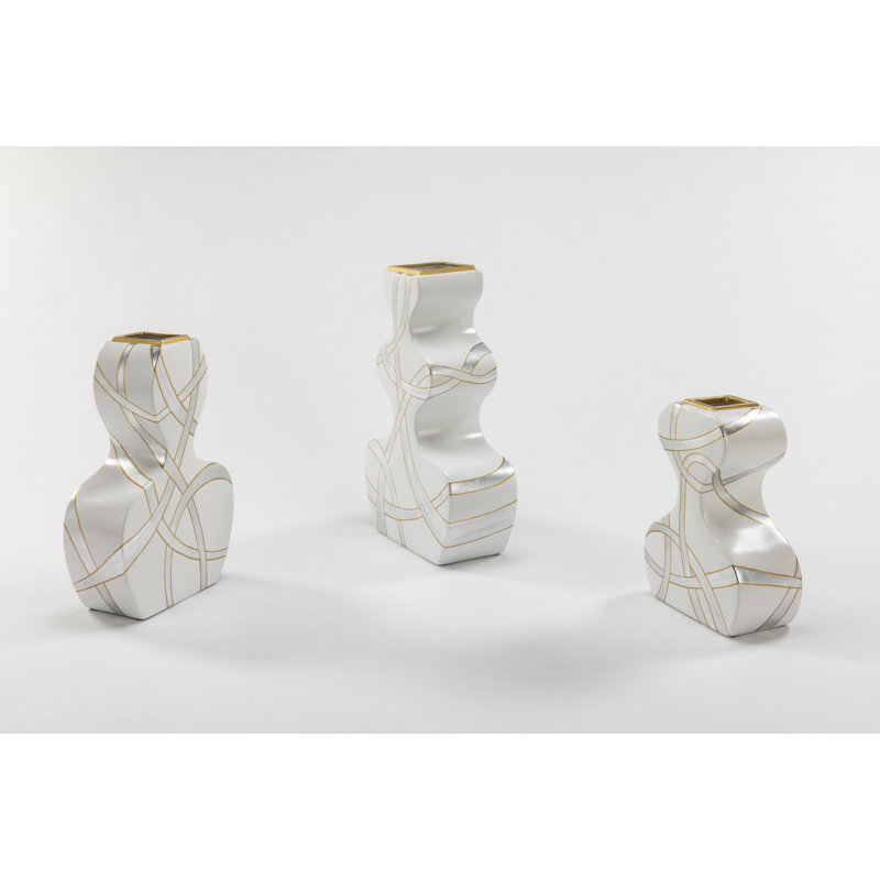 Handmade Ceramic / Porcelain Table Vase, 14" H x 10.5" W x 5" D