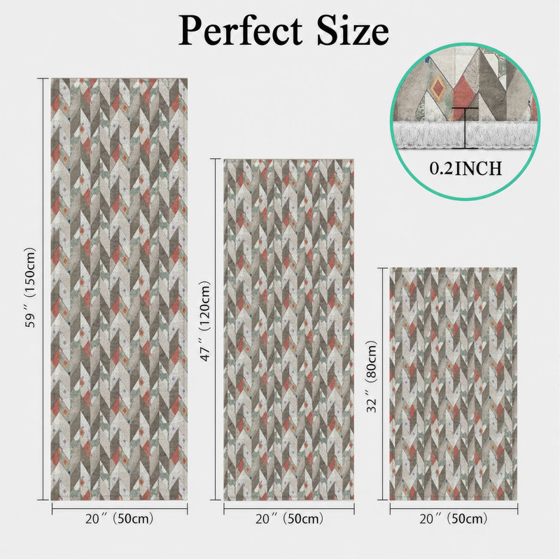 Geometric Triangles Non-Slip Washable Kitchen Mats
