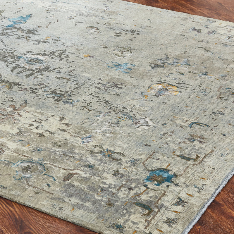 Illusion Weave Hand Knotted Abstract Area Rug, Rectangle 10' x 14'