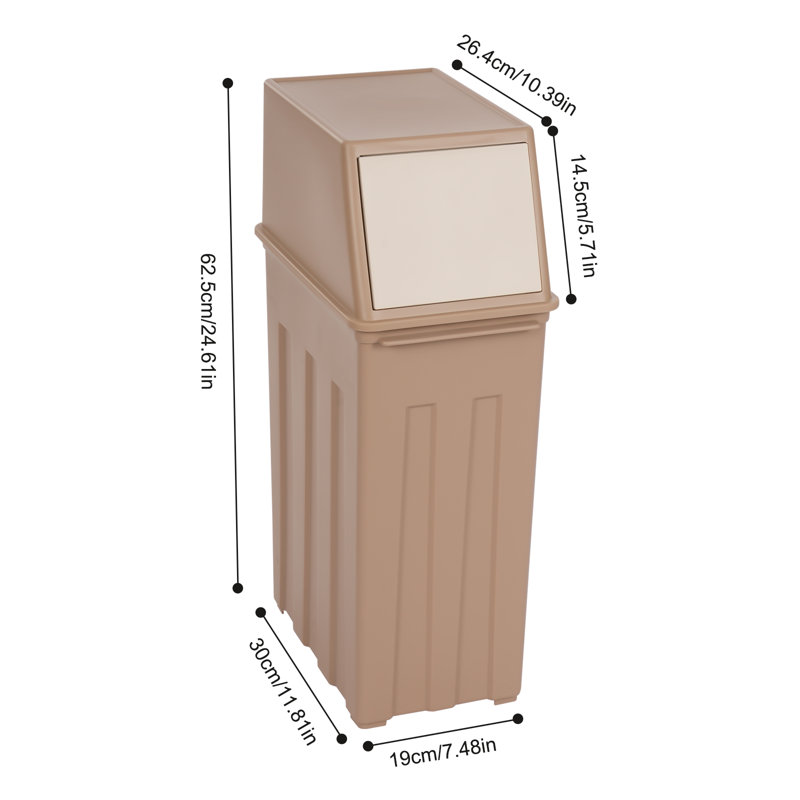 Poubelle 8 gallons avec couvercle, Brun