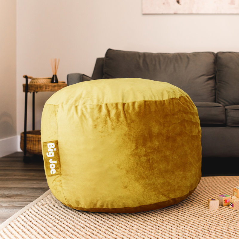 Big Joe Foam Filled Bean Bag Chair with Soft Removeable Cover, Mustard Polyester, 2.5 foot