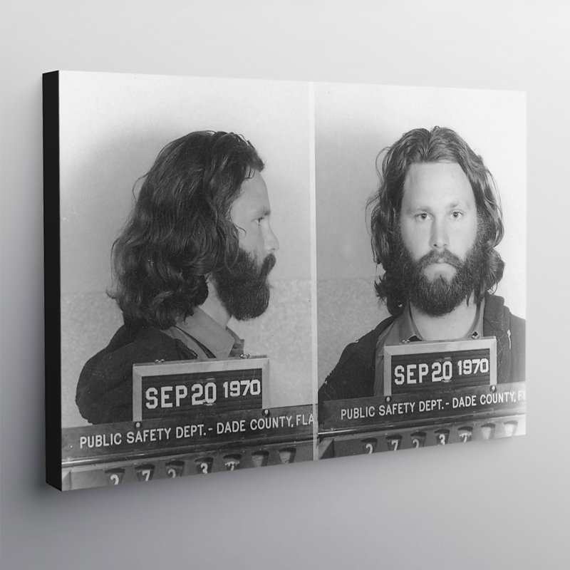 Jim Morrison Police Mugshot - Wrapped Canvas Print, 41cm H x 61cm W x 4cm D