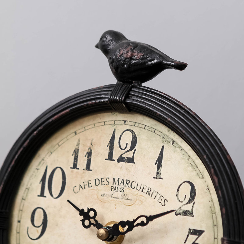 Analog Metal Quartz Movement / Crystal Tabletop Clock in Black
