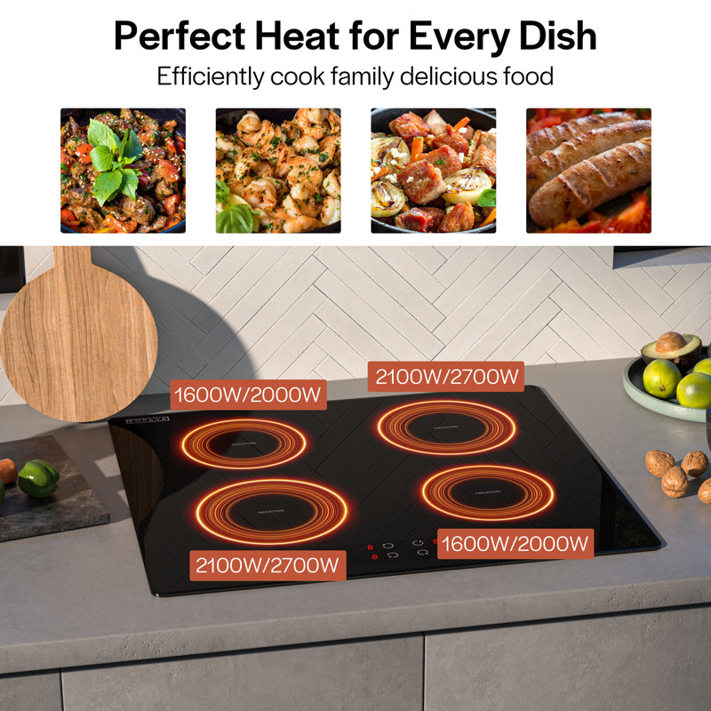 Touch Control, Built-in 24" Induction Cooktop with 4 Elements, in Black