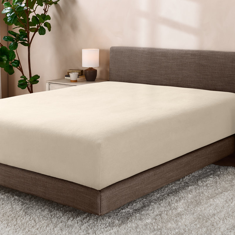 Drap-housse en micro-molleton très doux, Drap-housse simple très long, Sable