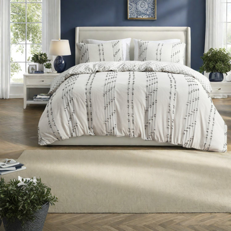 Premium Cotton Jacquard Bedding Sets, Ivory Gray, Home Comfort