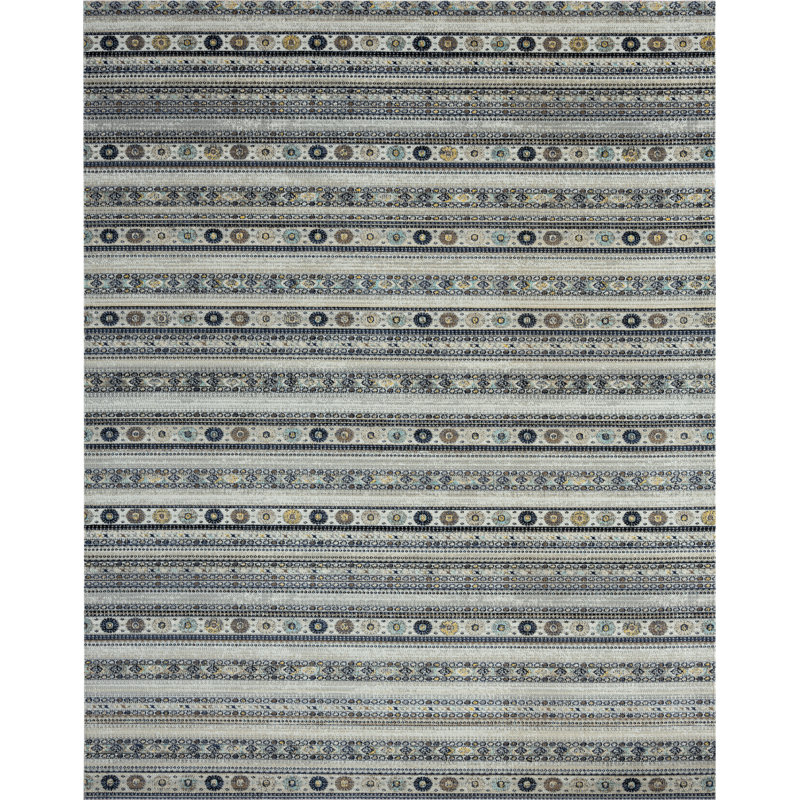 Tapis gris intérieur / extérieur Southwestern, Rectangle 7 pi 9 po x 9 pi 9 po