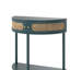 Table d'appoint demi-lune unique avec porte en rotin, console d'entrée élégante en demi-cercle avec tablette inférieure