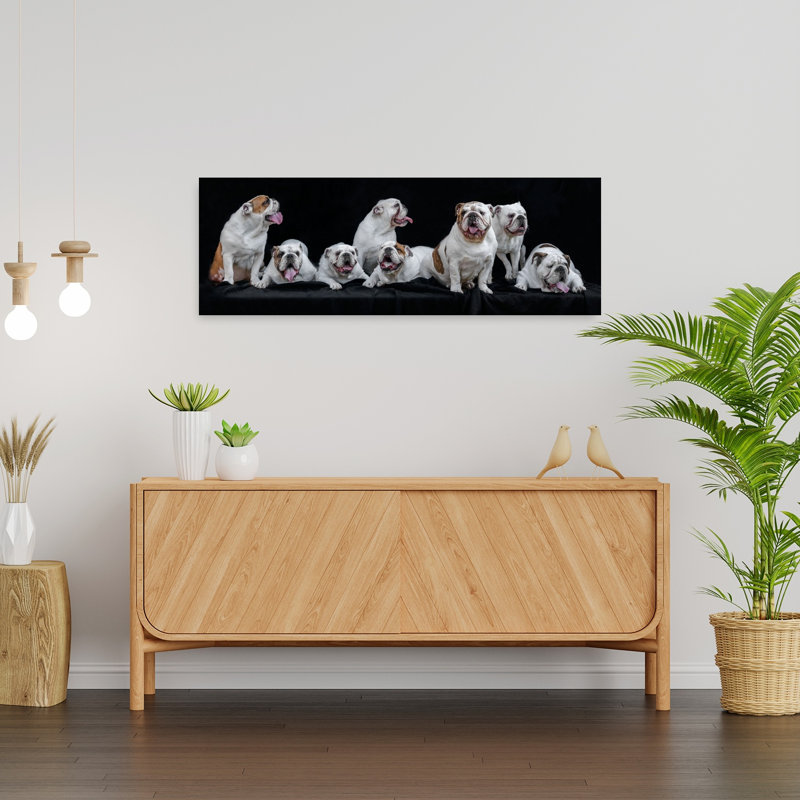 Happy Bulldog Family by Gert Van Den - Wrapped Canvas Panoramic Print, 91.44 cm H x 30.48 cm W