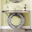 Console moderne en forme de O, objets artisanaux en cristal pour chambre à coucher, miroir argenté, double base, bords polis à la main, finition brillante, montage facile, profondeur 107,6 cm, largeur 30,4 cm, hauteur 81,4 cm, poids 17 kg