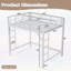 Lit mezzanine double en métal avec échelle facile à monter, garde-corps et conception peu encombrante, blanc-133491246-133491248