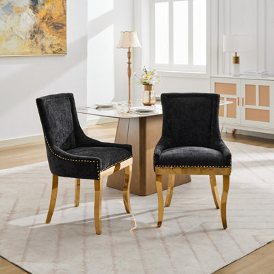 Ensemble de 2 chaises en chenille de style moderne