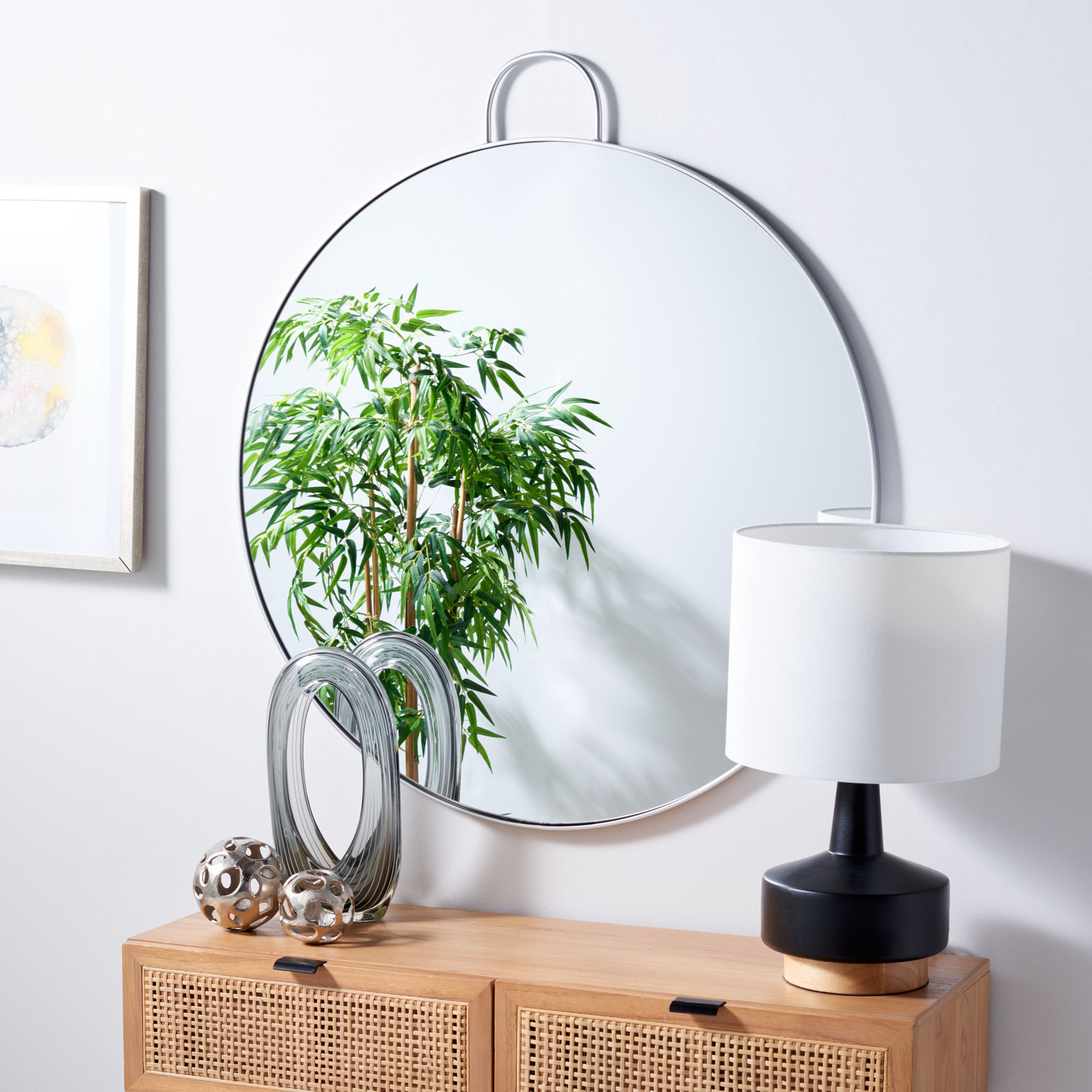 Kathy Metal Round Wall Mirror, Silver