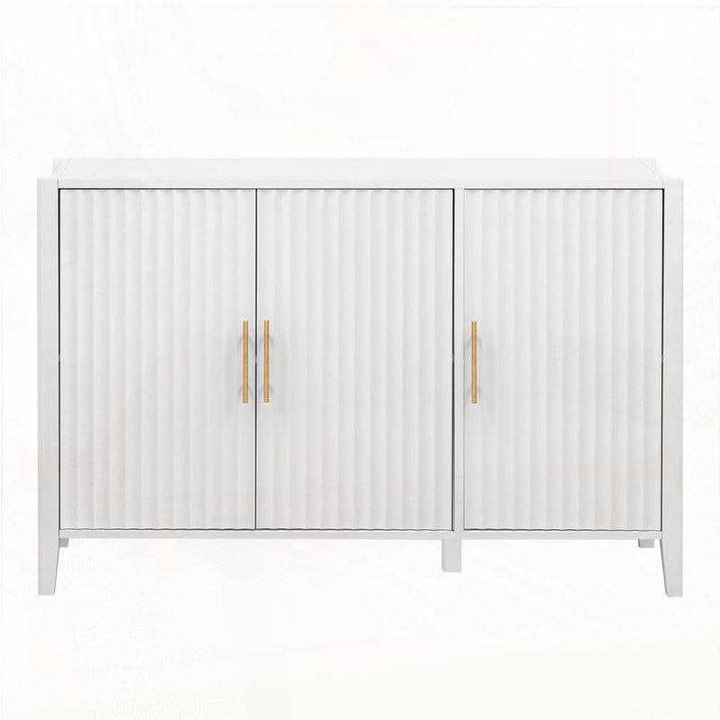 Armoire de rangement moderne à trois portes Verdiva avec poignées en métal et panneau de fibres à densité moyenne durable
