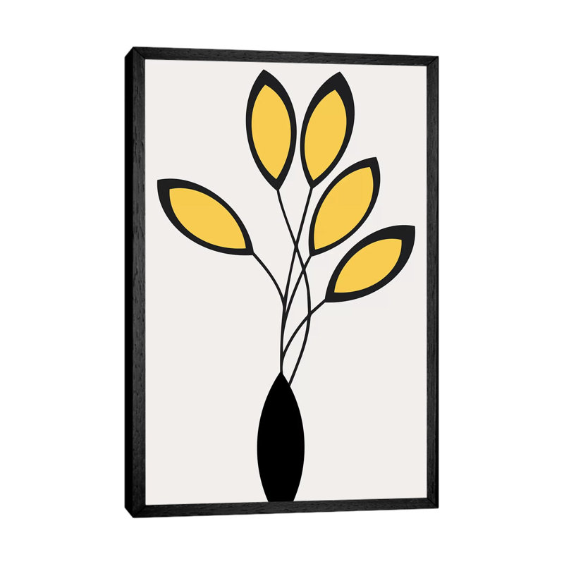Cinco - Yellow by Kubistika - Print on Canvas, Black Floater Framed, 152.4cm H x 101.6cm W x 3.81cm D