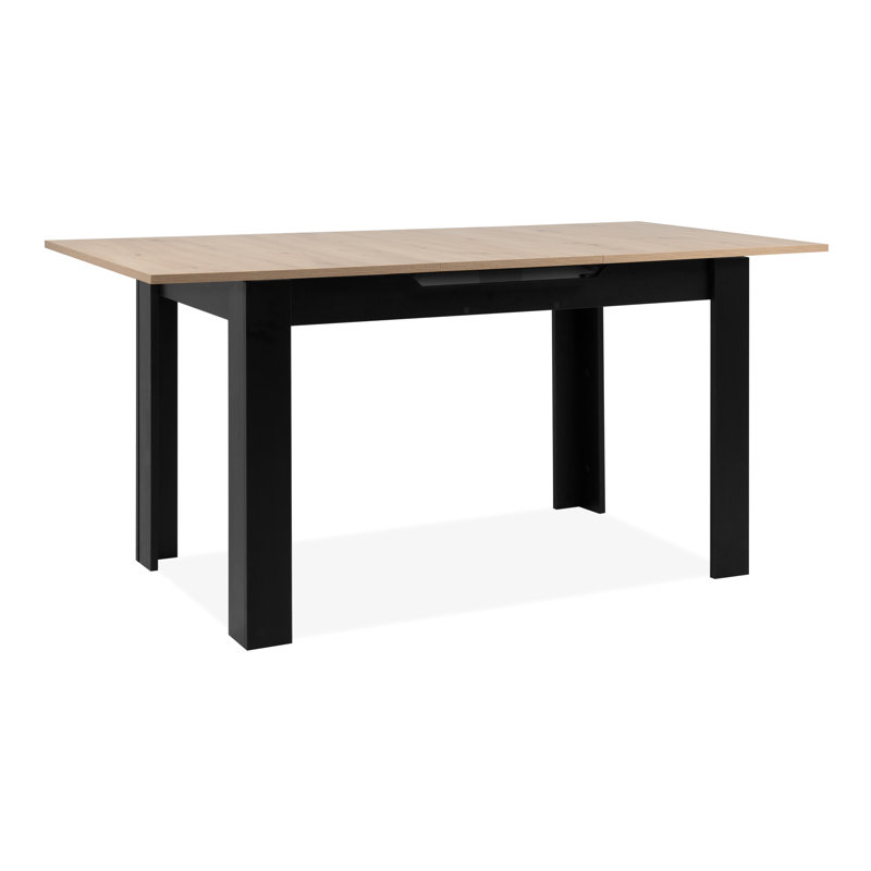 Sachika Extendable Dining Table, 75cm H x 125cm L x 80cm W, Black, Artisan oak