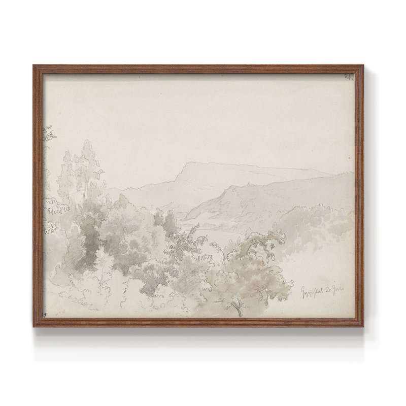 Croquis rétro - XXXII - Reproduction encadrée - Restickable, H 11 po x l 14 po, Noyer