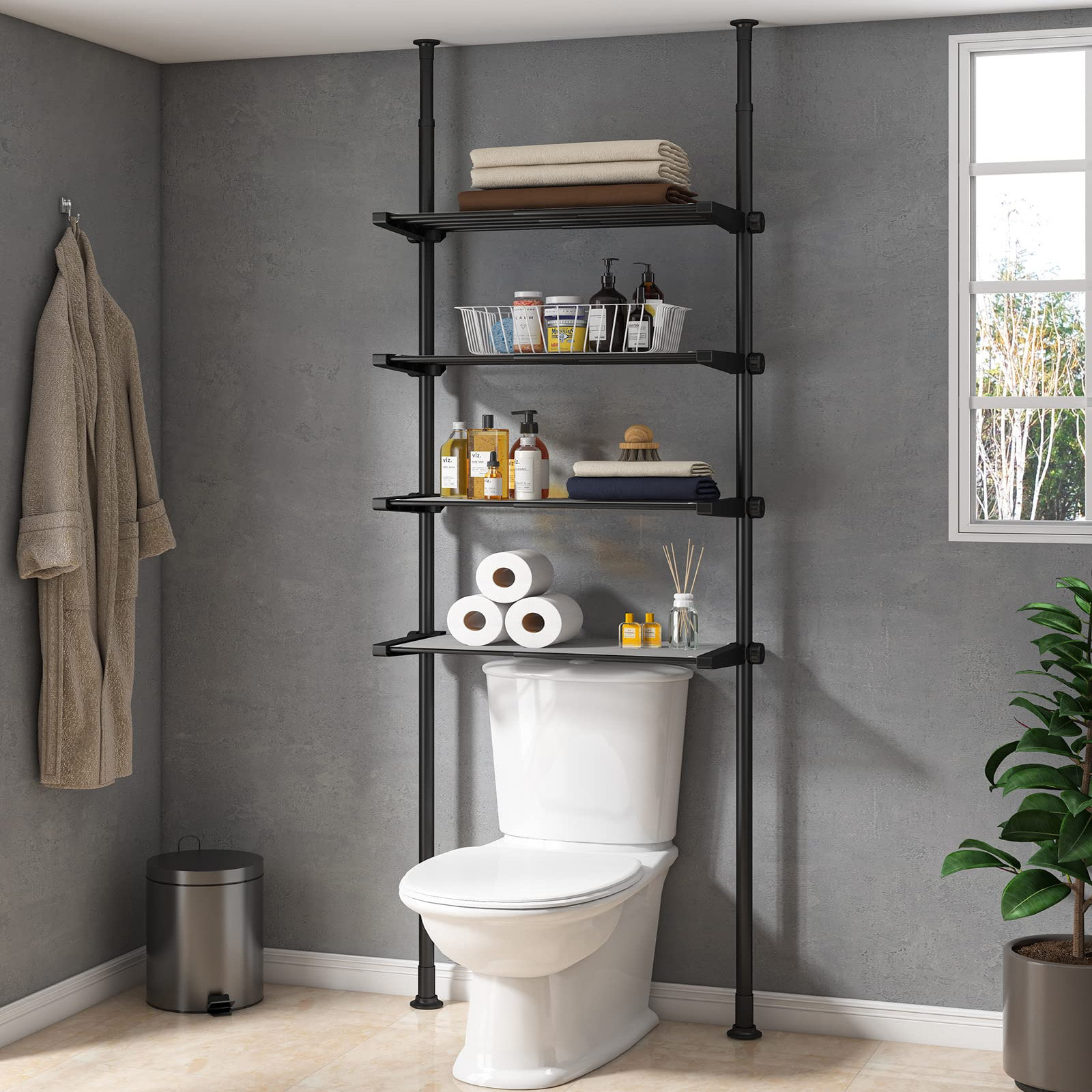 Rebrilliant Kiichirou Metal Freestanding Over The Toilet Storage | Wayfair