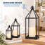 Lanternes décoratives avec chandelles - Ensemble de 3 lanternes hautes en métal noir - Décoration moderne de style ferme pour l'intérieur, l'extérieur, une table ou un porche-135968674