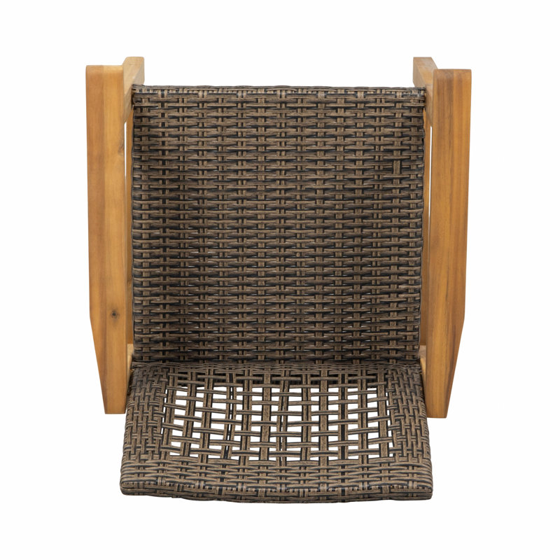Chaise de salle à manger en bois et osier pour patio (ensemble de 2), Brun / Gris