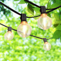 Guirlande lumineuse solaire d'extérieur, 32 pieds G40 avec 25 ampoules  Edison et 1 ampoule de rechange, globe solaire étanche pour jardin, cour,  bistro, gazebo, blanc chaud, 2700 K 