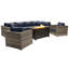 Ensemble de conversation modulaire 9 pièces avec foyer en métal et coussins Sunbrella Lsi-381811094