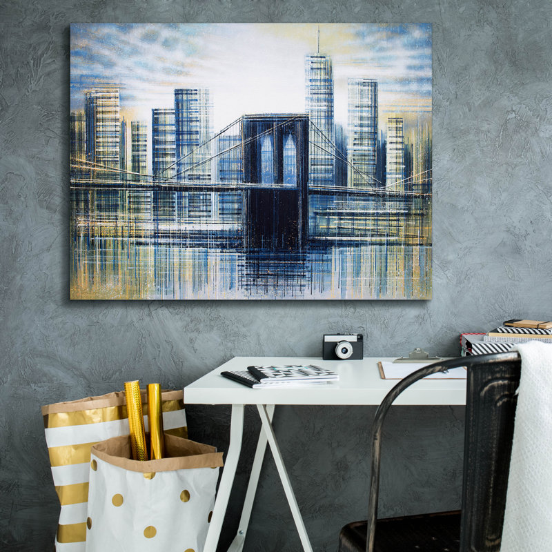 «Brooklyn Bridge At Dusk» par Marc Todd, H 26 po x l 34 po x P 1,5 po