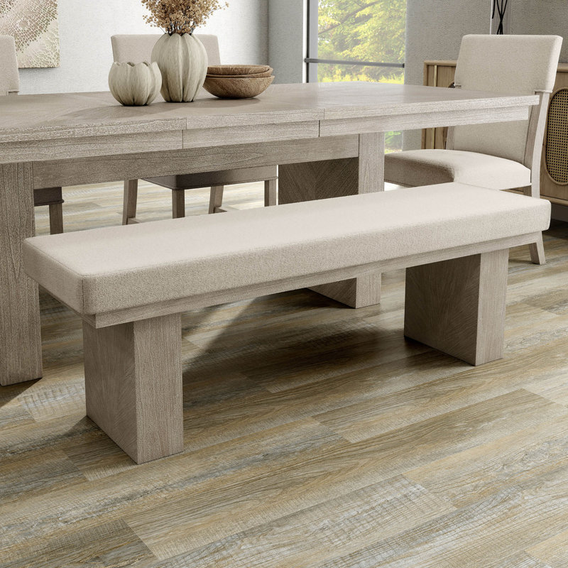 Bartel 59"W Upholstered Dining Bench with Wood Base