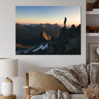 " Morning Sky Horizon Man Standing Mountain Top "