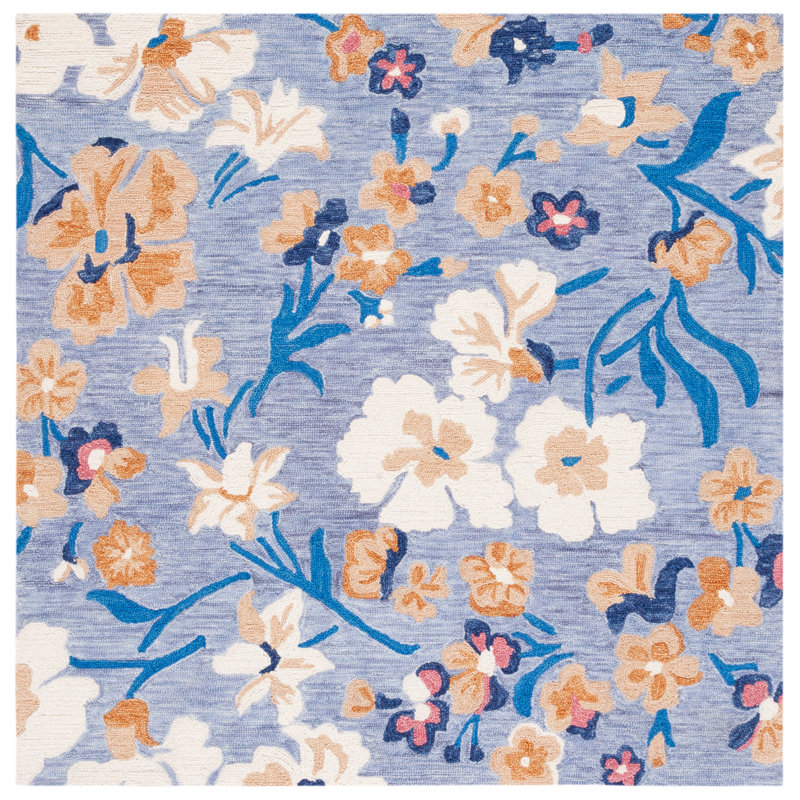 Jardin Hand Tufted Wool Floral Rug, Square 6'