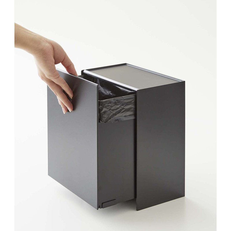 Black Wall-Mounted Plastic Storage and Trash Bin