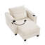 Canapé-lit 37,4 po en velours côtelé beige à double mode avec ports, porte-gobelets, rangement caché et poches latérales