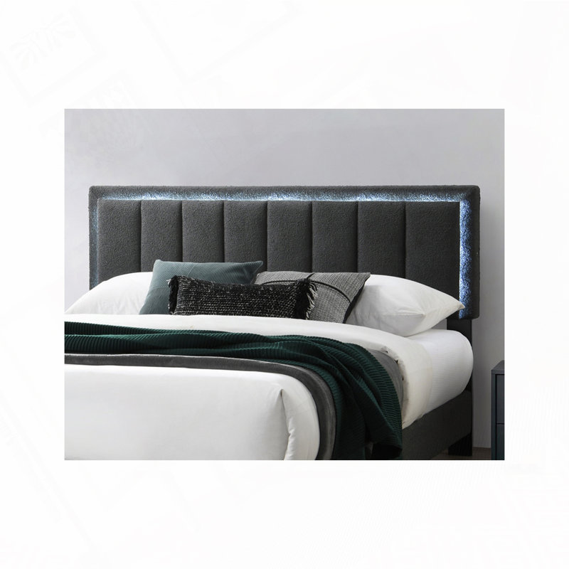 Lit rembourré en laine avec lumières DEL, Anthracite
