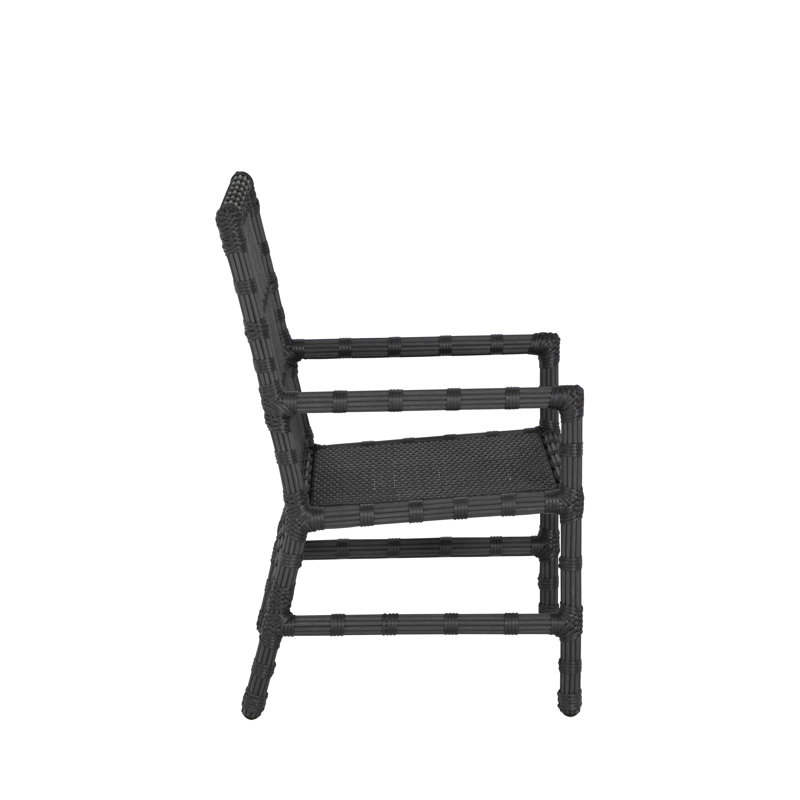 Newport Patio Dining Armchair with Cushions, No Welt, Linen Forest, Onyx