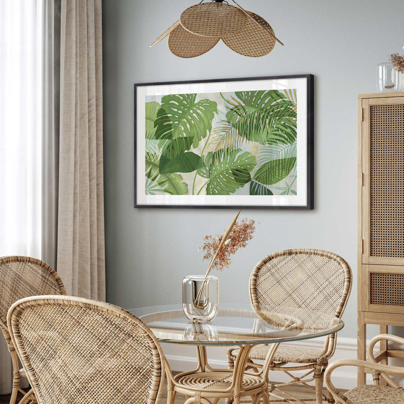 «Tropical Jade Oasis» encadré sur papier par Max Maxx Print, Zinc patiné, H 12,25 po x l 15,25 po x P 1,25 po