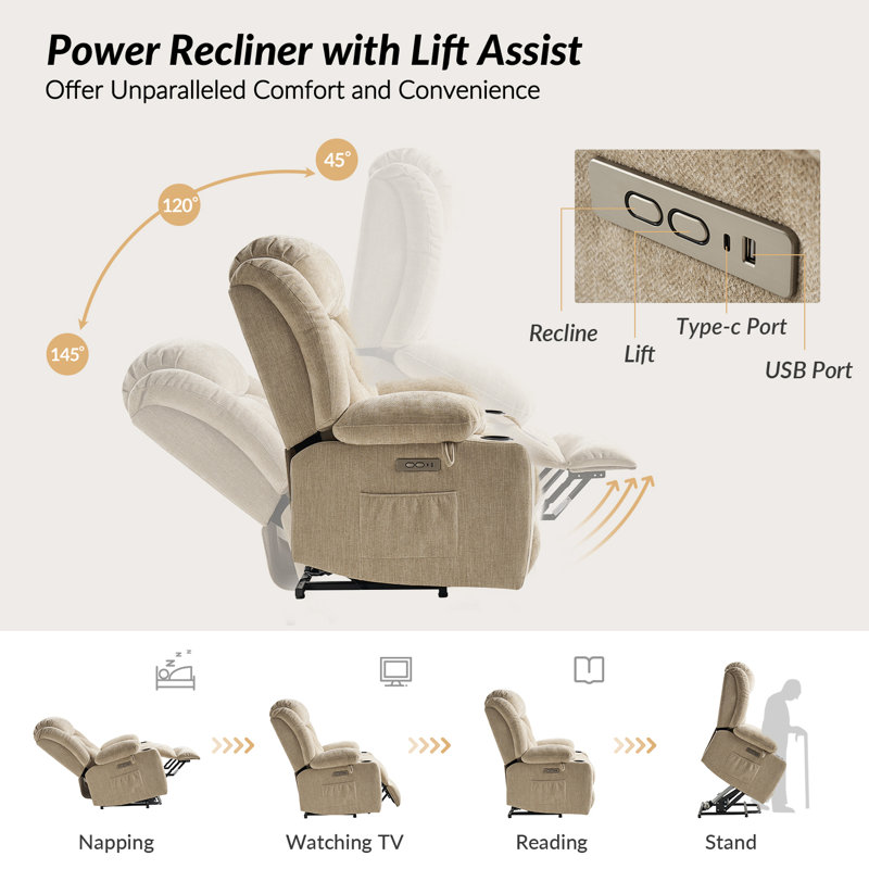 Fauteuil inclinable électrique Udi, Beige